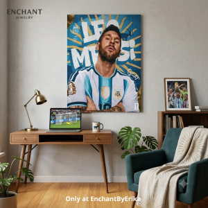 Lionel Messi Argentina World Cup Champion Canvas Wall Art – GOAT Football Legend Poster